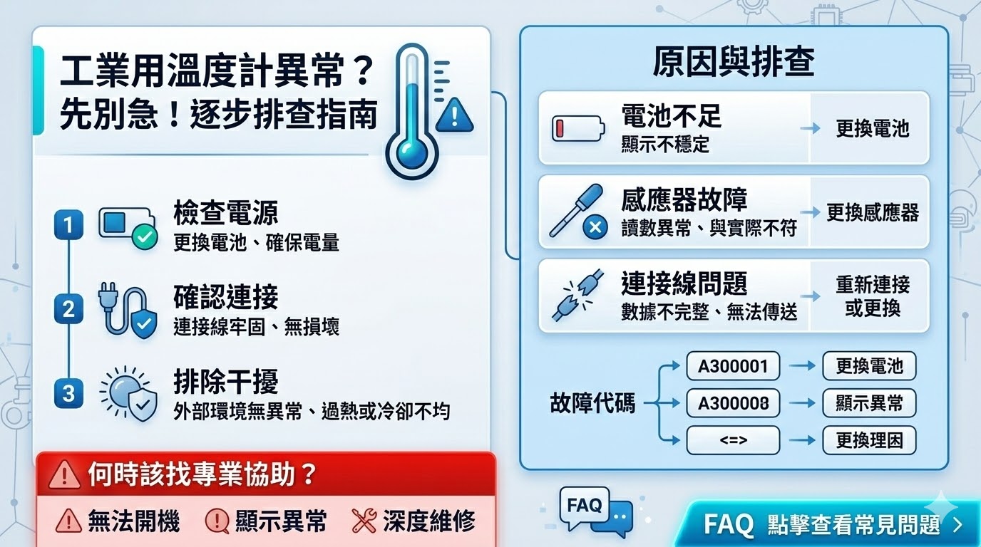 工業用溫度計是一種專為工業環境設計的精密測量工具,廣泛應用於各種高溫或低溫的測量場景。這些溫度計通常具備高穩定性與高精度,能夠有效應對極端條件,並提供準確的溫度數據。常見的工業用溫度計包括數字型、液晶顯示型等多種型式,適用於化工、製造、食品加工等行業。選擇合適的工業用溫度計,能夠提高生產效率並確保產品質量。